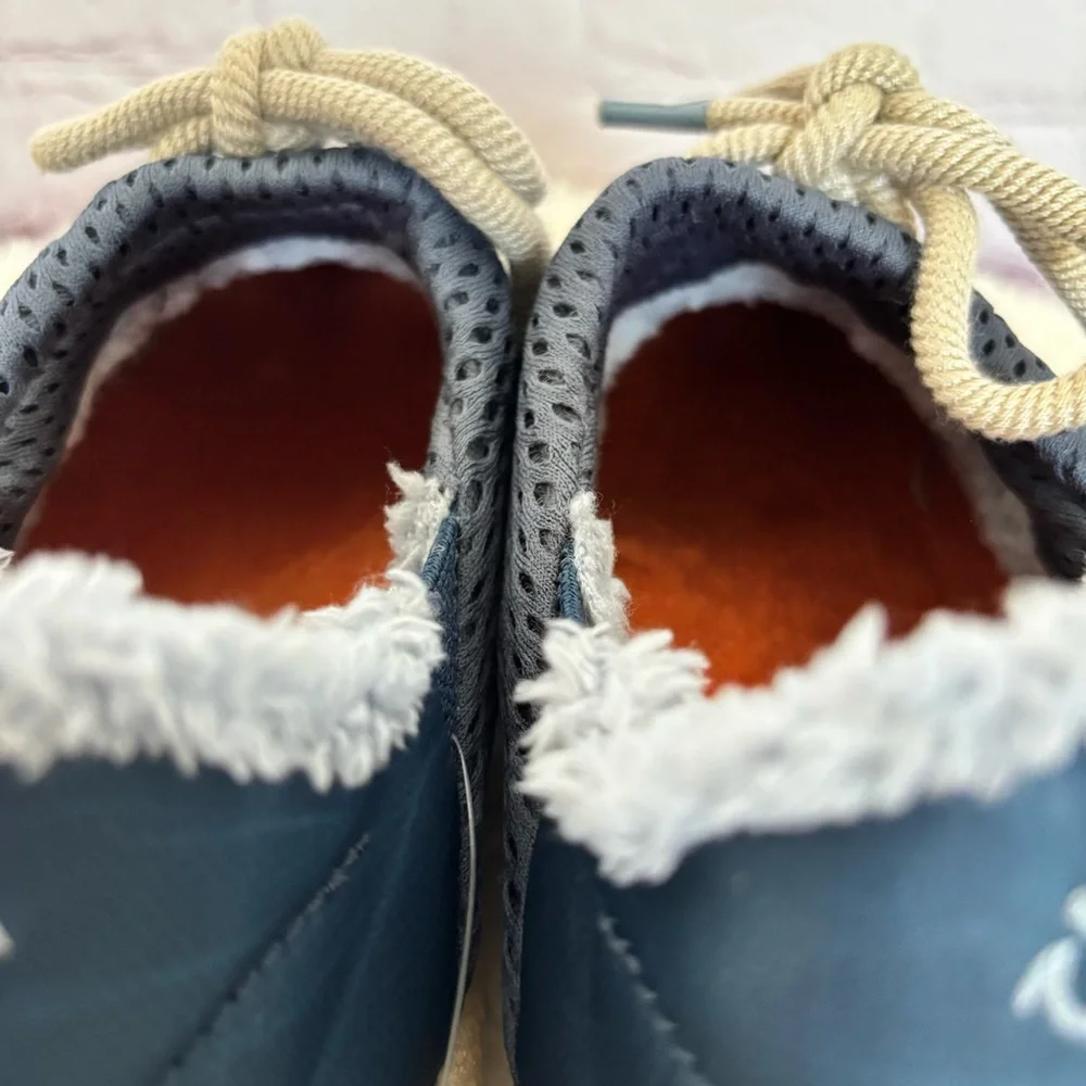 OLUKAI Mahiki Navy Sherpa-Trimmed Slipper Sneaker--7 - Picture 9 of 15